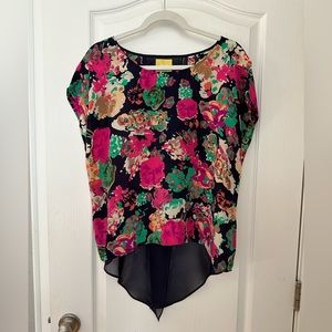 Silk floral top by Anthropologie, size 12.